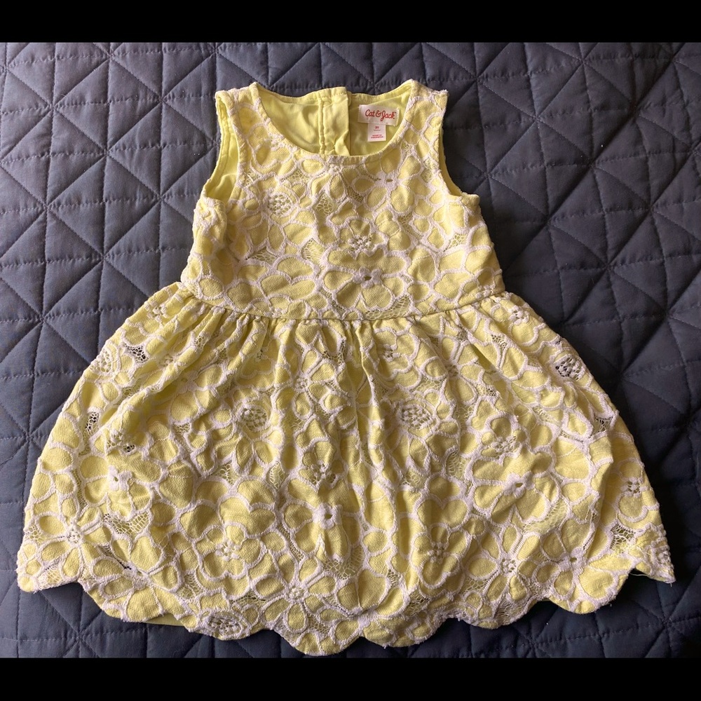 Yellow Flower Lace Dress